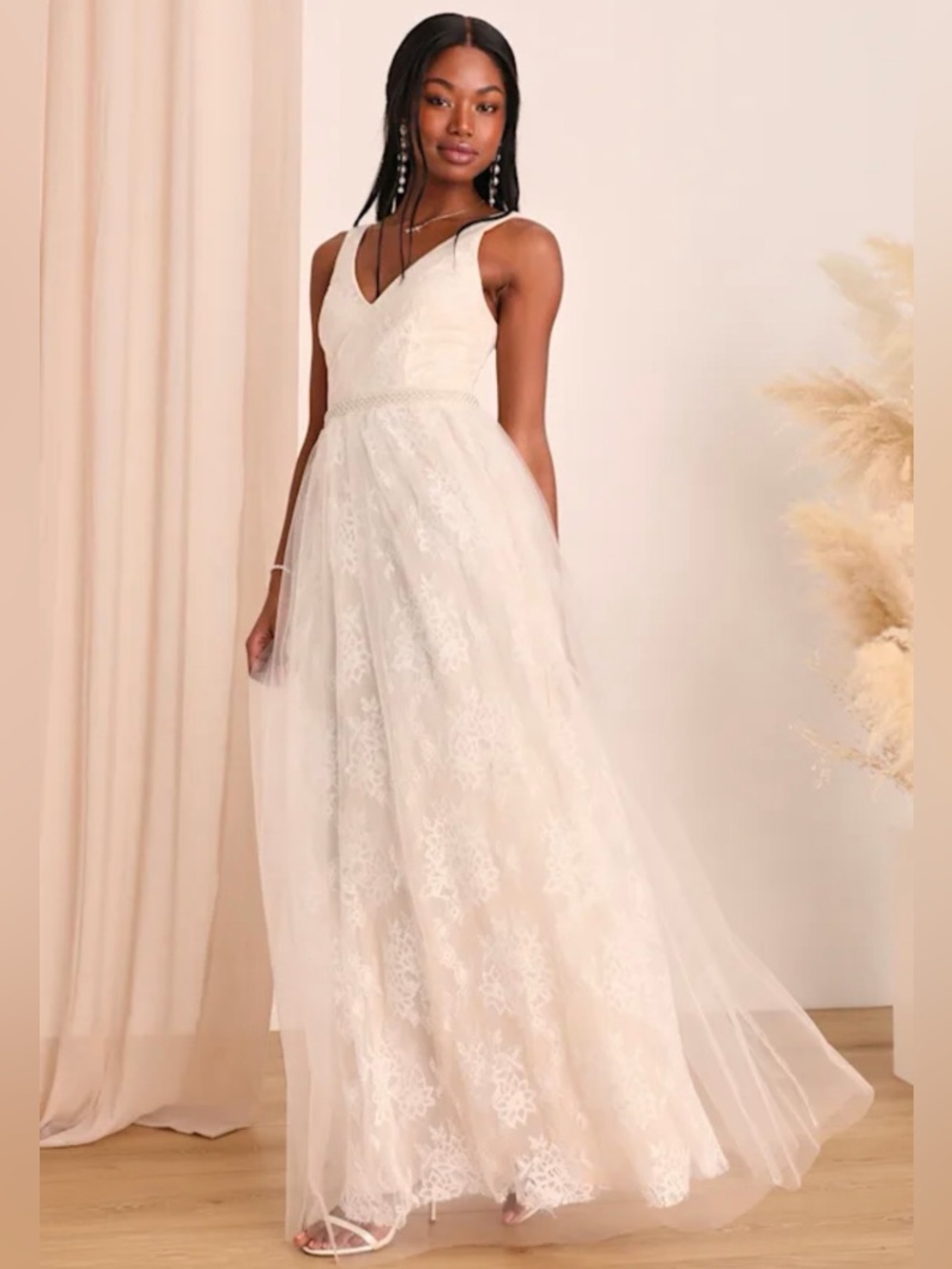 Sweet Love Ivory Lace Beaded Maxi Dress